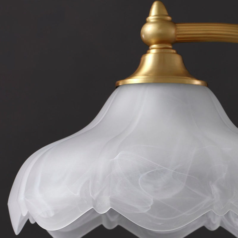 Vintage Brass Glass Petal Shade 1-Light Table Lamp