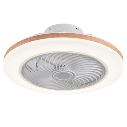 Modern Minimalist Wood Geometric LED Semi-Flush Mount Ceiling Fan Light