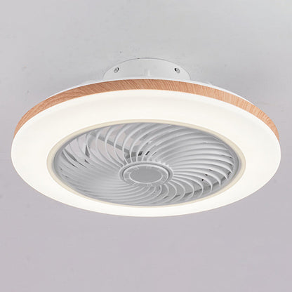 Modern Minimalist Wood Geometric LED Semi-Flush Mount Ceiling Fan Light