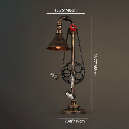 Industrial Vintage Iron Gear Plumbing Metal 1-Light Table Lamp