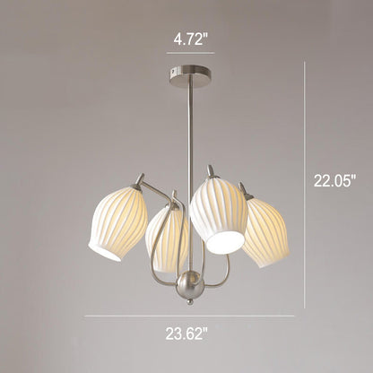 Vintage Minimalist Tulip Ceramic 4/6 Light Chandelier