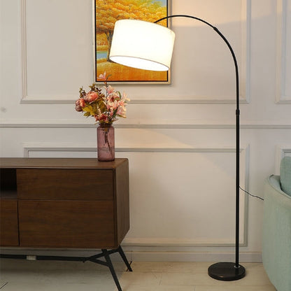 Nordic Creative Fabric Column Shade Fishing Rod 1-Light Standing Floor Lamp