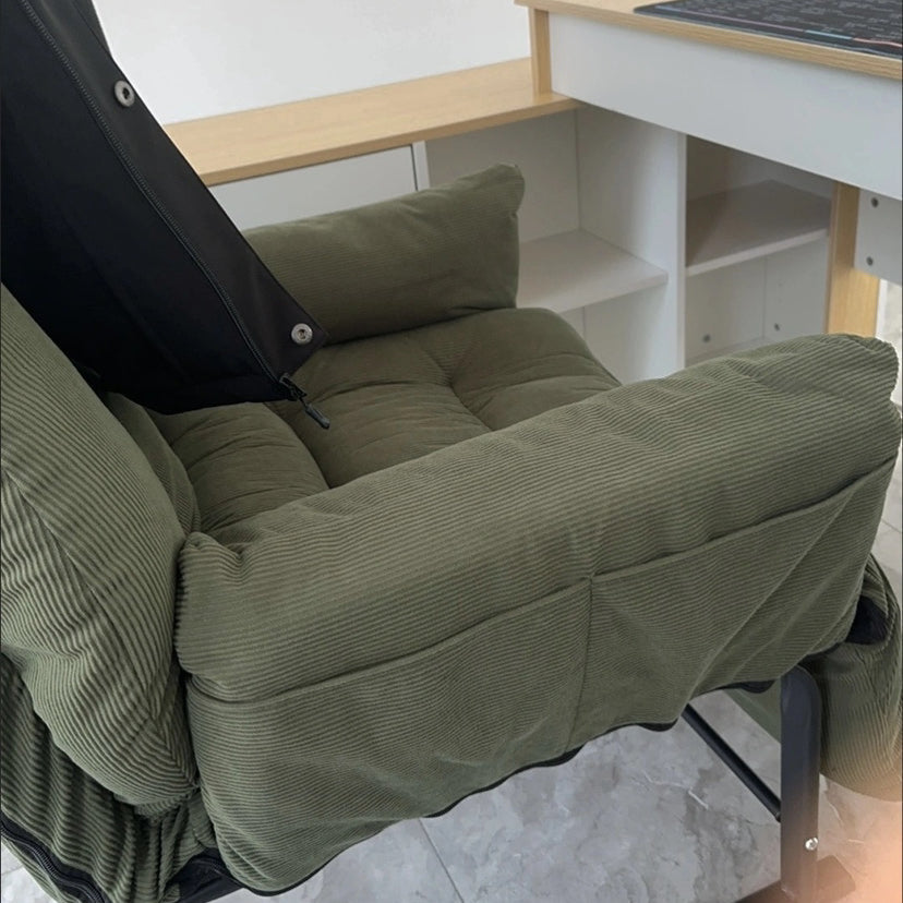 Modern Simplicity Corduroy Cotton Sponge Iron Carbon Steel Square Recliner Footrest Adjustable For Bedroom