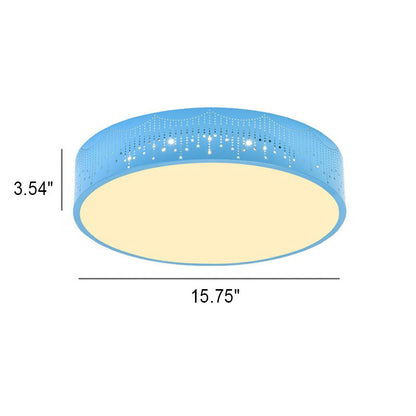 Modern Creative Meteor Round Children's Iron Acrylic LED Flush Mount Light