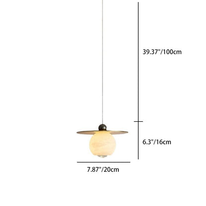 Modern Minimalist Globe Iron Copper Marble LED Pendant Light For Living Room