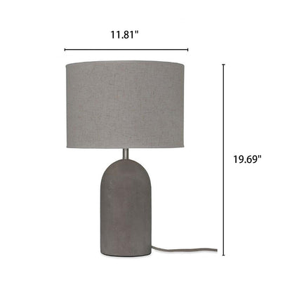 Industrial Gray Fabric Cement Column Base 1-Light LED Table Lamp