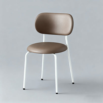 Contemporary Scandinavian Round PU Leather Iron Legs Stackable Dining Chair Backrest For Dining Room