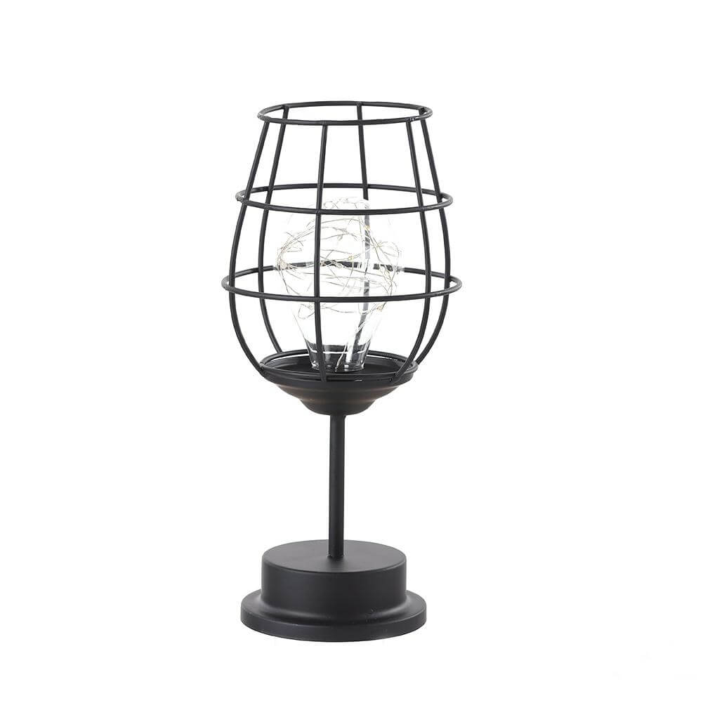 Retro Wrought Iron Wine Bottle Night Light Table Lamp