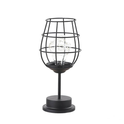 Retro Wrought Iron Wine Bottle Night Light Table Lamp