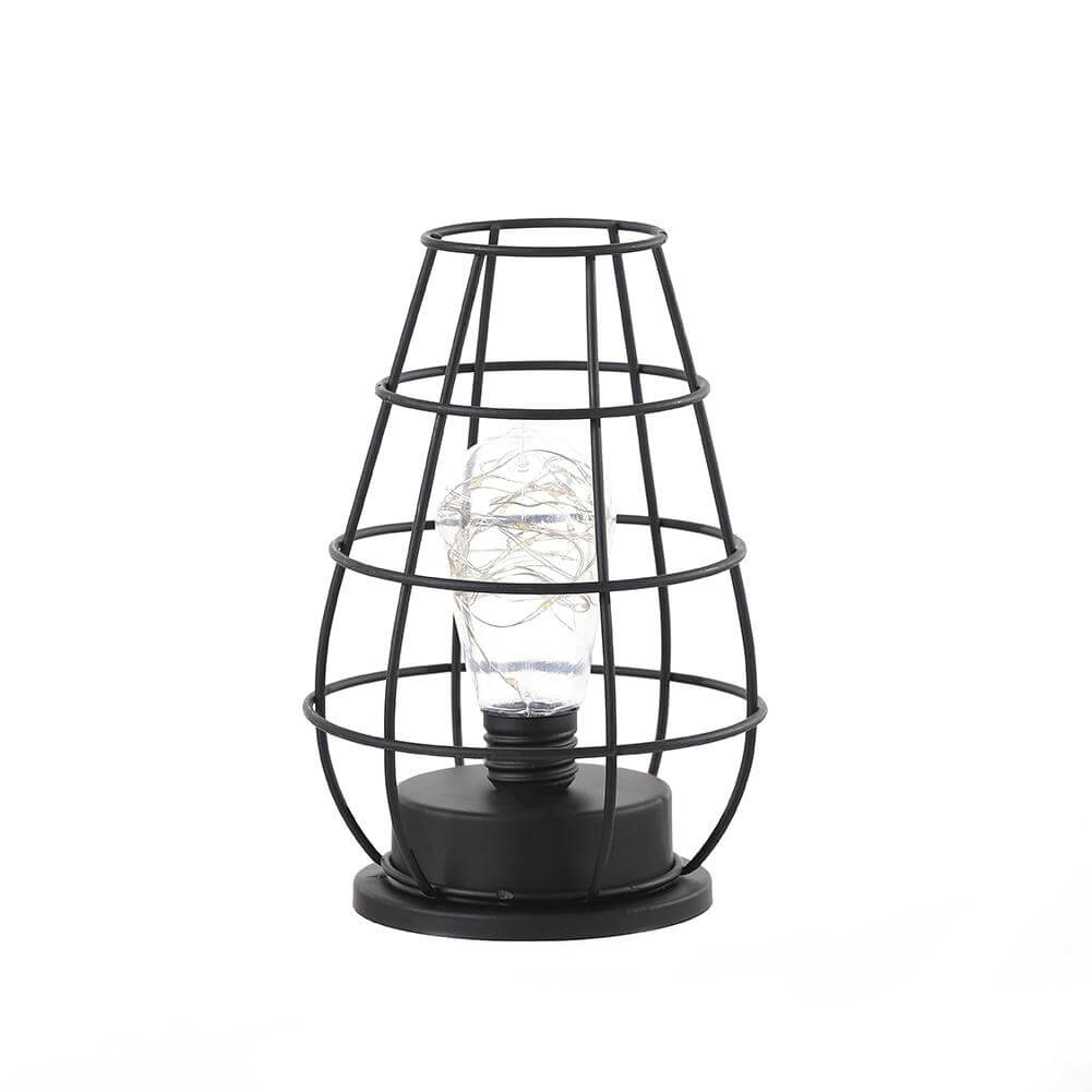 Retro Wrought Iron Wine Bottle Night Light Table Lamp