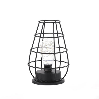 Retro Wrought Iron Wine Bottle Night Light Table Lamp