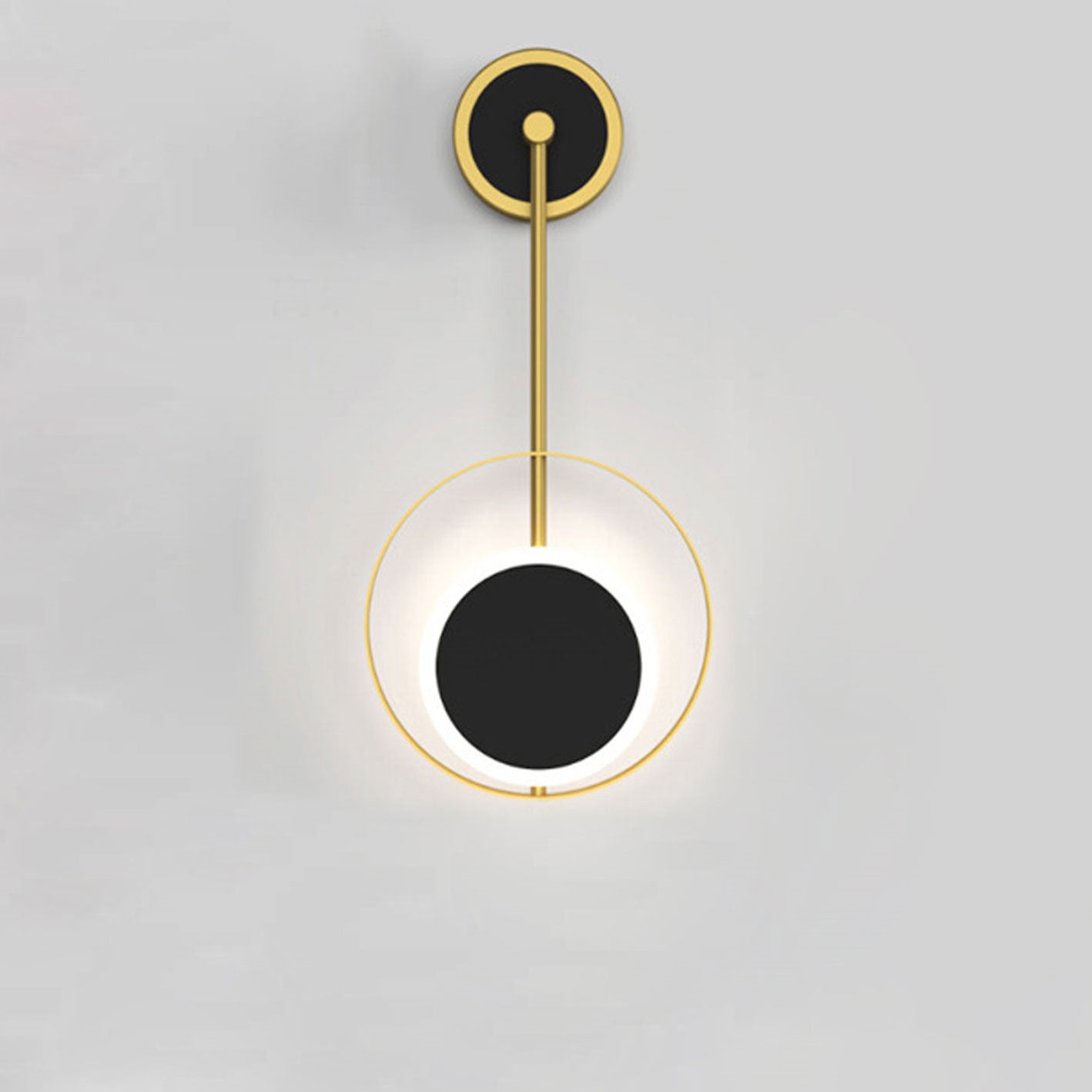 Modern Minimalist Iron Circle Straight Arm LED Light Wall Sconce Lamp