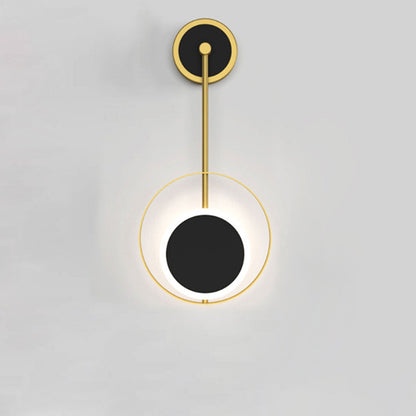 Modern Minimalist Iron Circle Straight Arm LED Light Wall Sconce Lamp