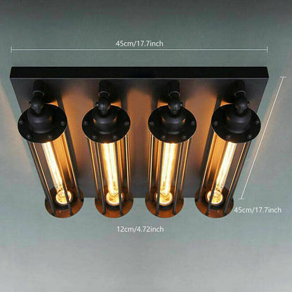 Industrial Tube 4-Light Flute Flush Mount Lighting