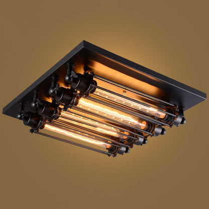 Industrial Tube 4-Light Flute Flush Mount Lighting
