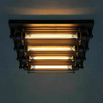 Industrial Tube 4-Light Flute Flush Mount Lighting