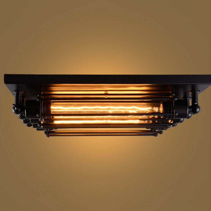 Industrial Tube 4-Light Flute Flush Mount Lighting