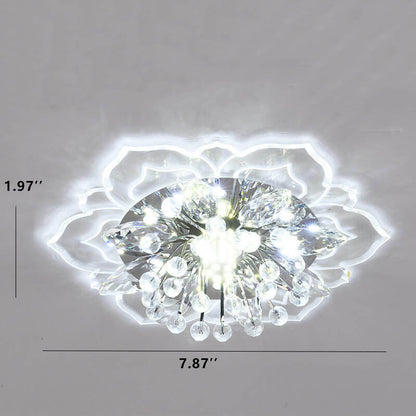 Modern Crystal Flower Shape LED Flush Mount Ceiling Light