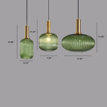 Minimalist Striped Glass Lantern 1-Light Pendant Light