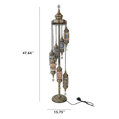 Retro Exotic Turkish  Moroccan 7-Light Standing Floor Lamp