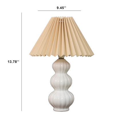 Retro Lattice Pleated Shade Ceramic 1-Light Table Lamp