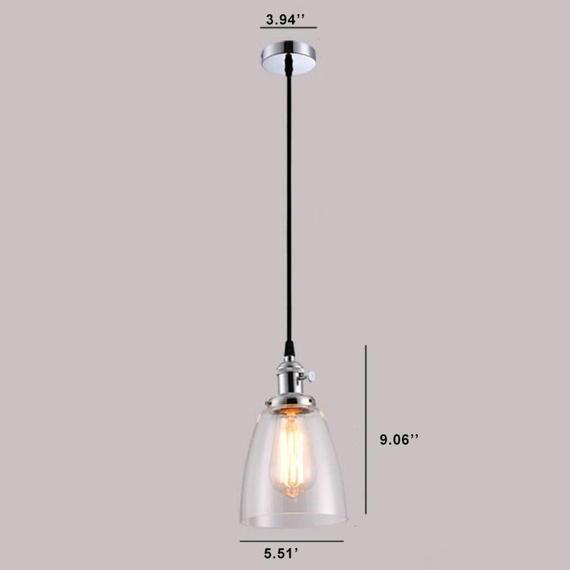 Industrial Retro Glass Bell Shade 1-Light Pendant Light
