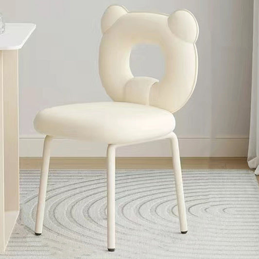 Contemporary Creative Square Iron Wool Vanity Stool Backrest Armless For Bedroom