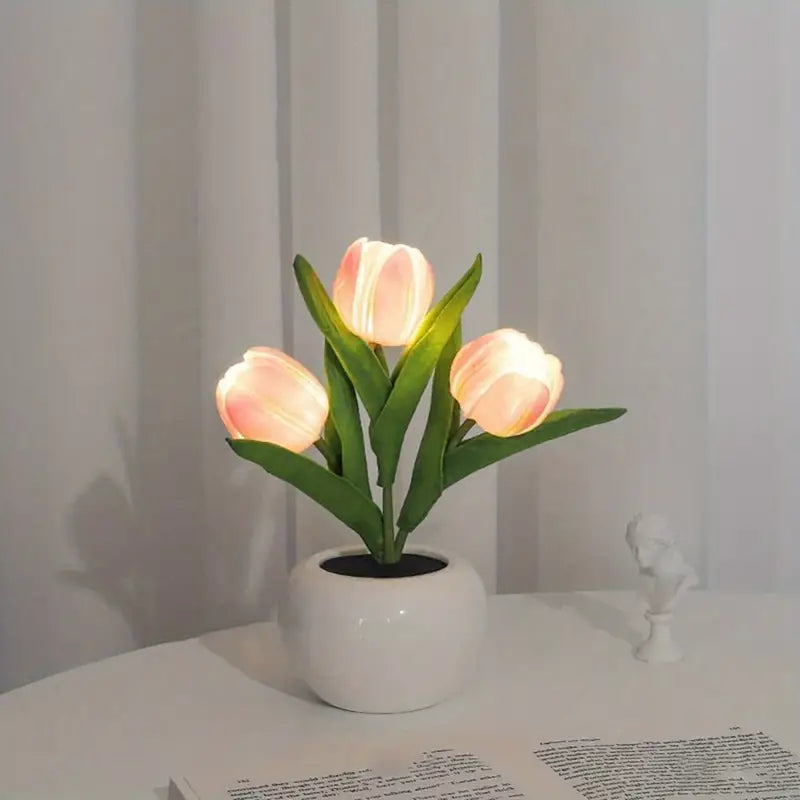 BulbBoss-Tulip Night Light Simulated Flower Bouquet Decorative Ambient LED Table Lamp