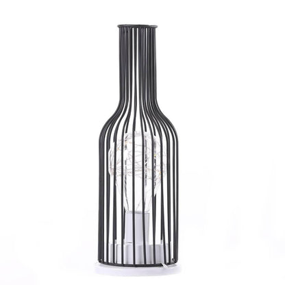 Retro Wrought Iron Wine Bottle Night Light Table Lamp