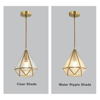 Modern Colorful Water-grain Glass 1-Light Diamond Shaped Pendant Light